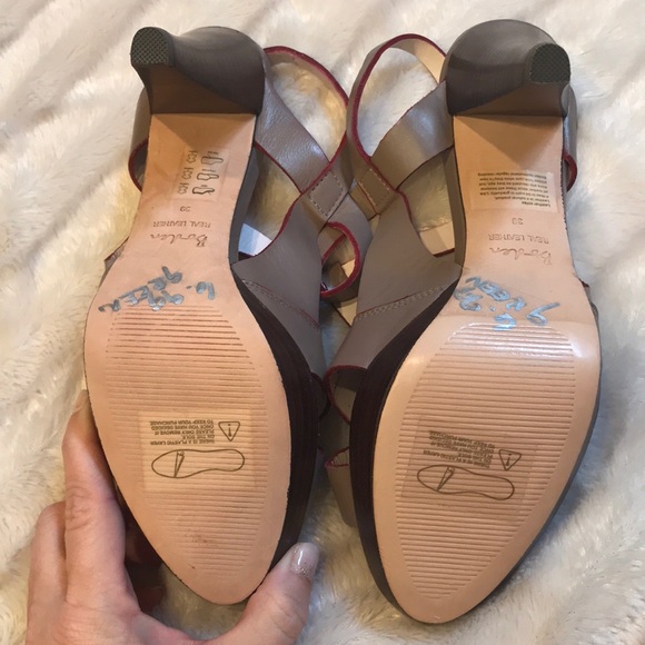 NWOB Boden taupe/red platform heels, size 39 - Picture 8 of 8